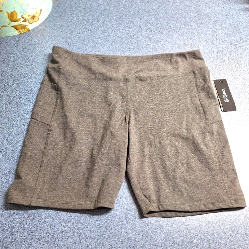Bebe Sport Plus Biker Short, Charcoal Grey, Size 3X, Style#BP1198B, NWT